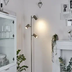 Luminaires Scandinaves-hofstein Lampadaire Javel Chrome, Nickel mat, 3 lumières