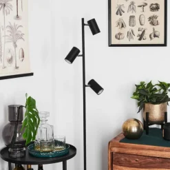 hofstein Lampadaire Javel Chrome, Noir, 3 lumières