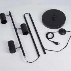 hofstein Lampadaire Javel Chrome, Noir, 3 lumières