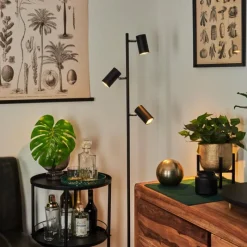 hofstein Lampadaire Javel Chrome, Noir, 3 lumières