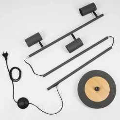 Luminaires Scandinaves-hofstein Lampadaire Javel Gris, Couleur bois, Noir, 3 lumières