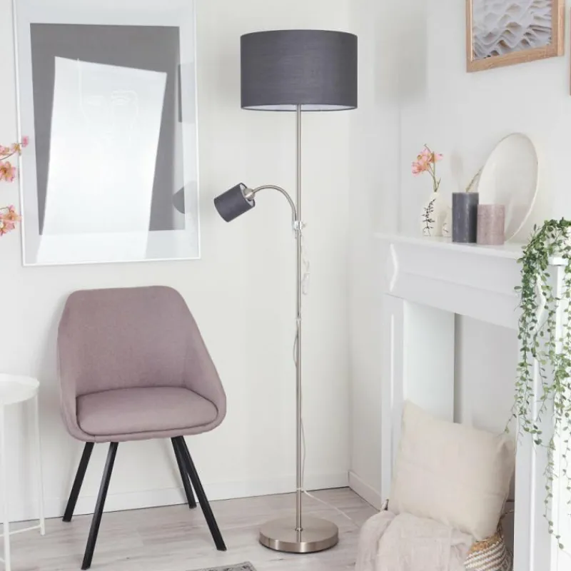 Lampes En Tissu-hofstein Lampadaire Jobsbo Nickel mat, 2 lumières