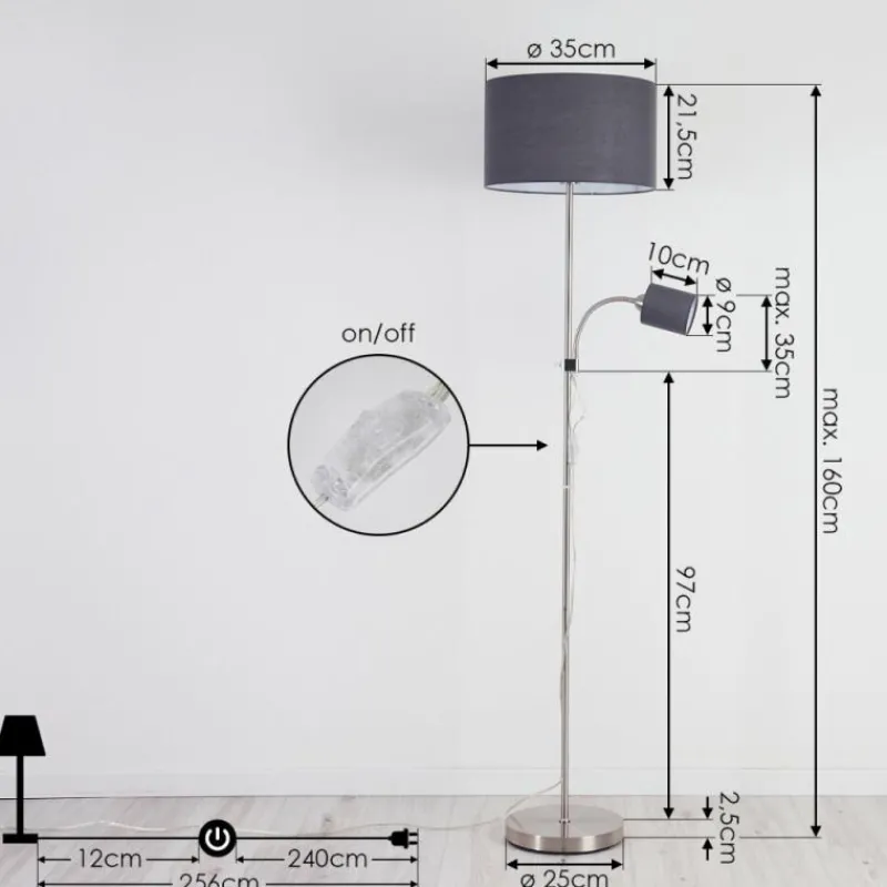 Lampes En Tissu-hofstein Lampadaire Jobsbo Nickel mat, 2 lumières