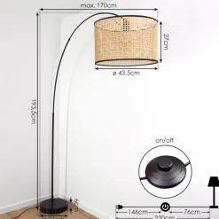 Lampes En Tissu-hofstein Lampadaire Jonas Noir, 1 lumière