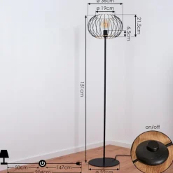 Style Boho-Chic-hofstein Lampadaire Journy Noir, 1 lumière