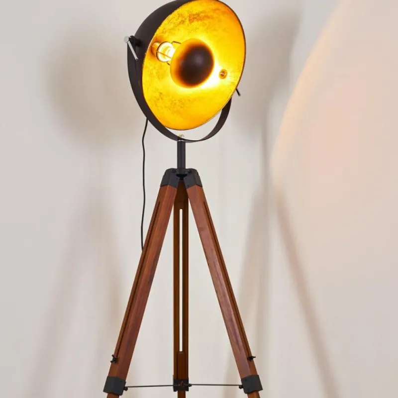 Lampes Dorées-hofstein Lampadaire Jupiter Bois foncé, 1 lumière