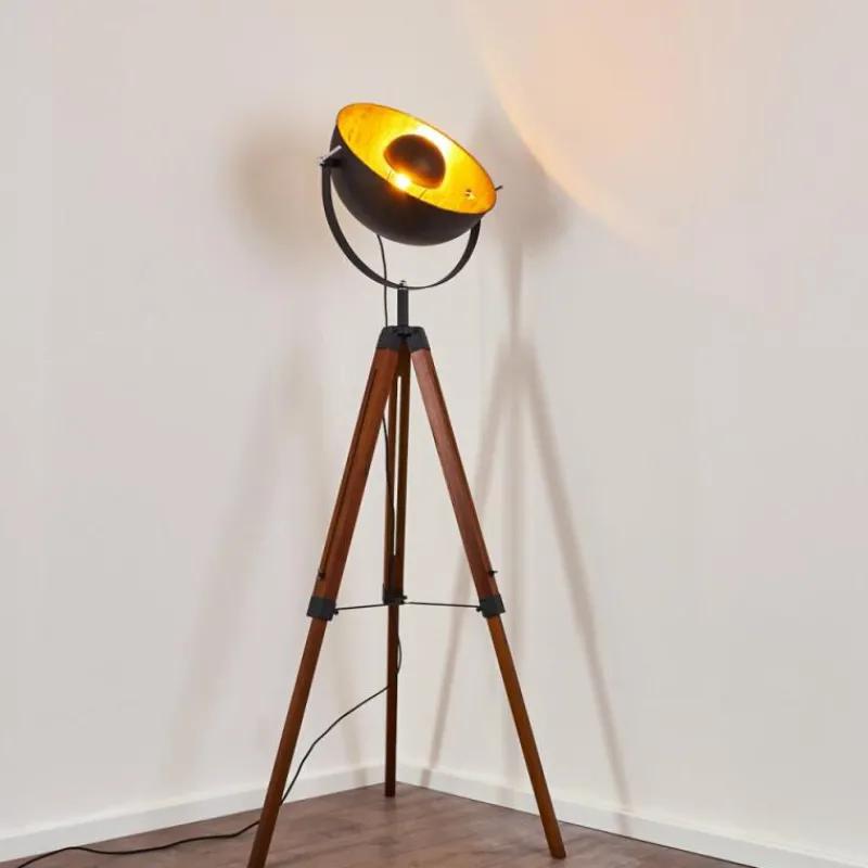 Lampes Dorées-hofstein Lampadaire Jupiter Bois foncé, 1 lumière