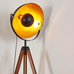 Lampes Dorées-hofstein Lampadaire Jupiter Brun, Bois foncé, Noir, 1 lumière