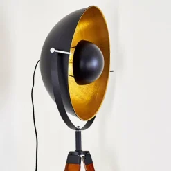 Lampes Dorées-hofstein Lampadaire Jupiter Brun, Bois foncé, Noir, 1 lumière