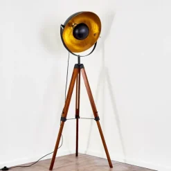 Lampes Dorées-hofstein Lampadaire Jupiter Brun, Bois foncé, Noir, 1 lumière