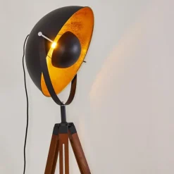 Lampes Dorées-hofstein Lampadaire Jupiter Brun, Bois foncé, Noir, 1 lumière