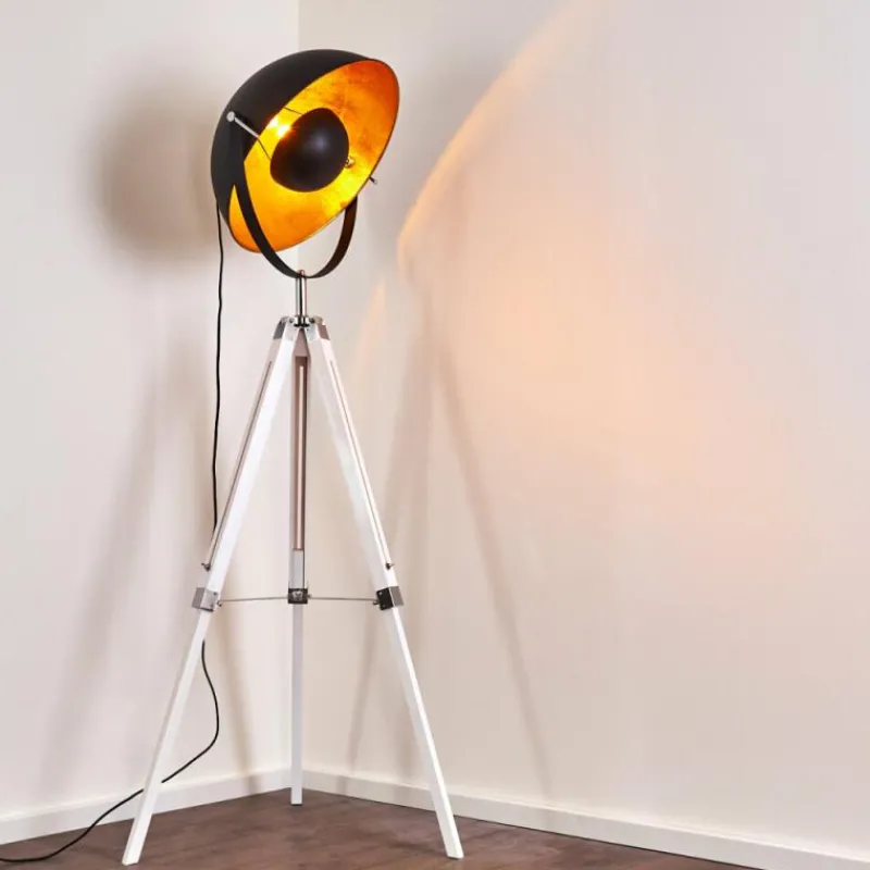 Lampes Dorées-hofstein Lampadaire Jupiter Chrome, Blanc, 1 lumière