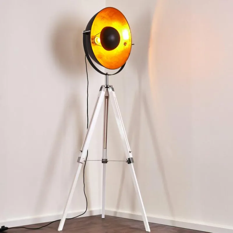 Lampes Dorées-hofstein Lampadaire Jupiter Chrome, Blanc, 1 lumière