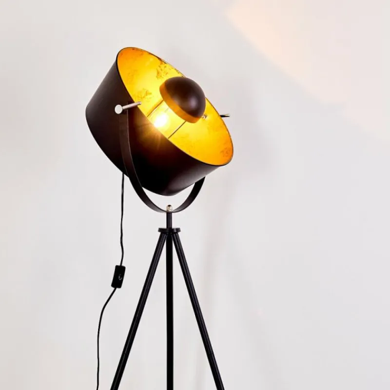 Lampes Dorées-hofstein Lampadaire Jupiter Noir doré, 1 lumière