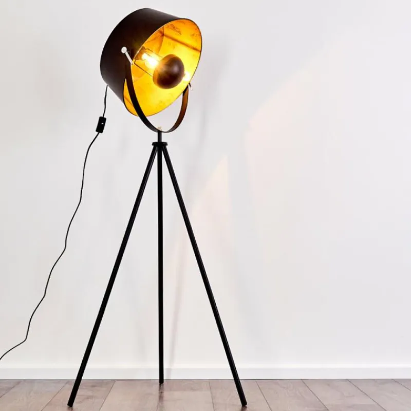 Lampes Dorées-hofstein Lampadaire Jupiter Noir doré, 1 lumière