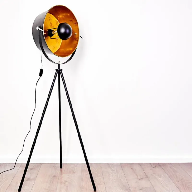 Lampes Dorées-hofstein Lampadaire Jupiter Noir doré, 1 lumière