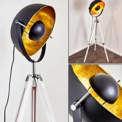 Lampes Dorées-hofstein Lampadaire Jupiter Noir doré, Blanc, 1 lumière