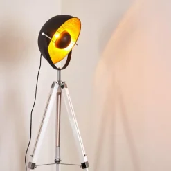 Lampes Dorées-hofstein Lampadaire Jupiter Noir doré, Blanc, 1 lumière