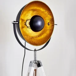 Lampes Dorées-hofstein Lampadaire Jupiter Noir doré, Blanc, 1 lumière