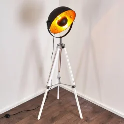 Lampes Dorées-hofstein Lampadaire Jupiter Noir doré, Blanc, 1 lumière