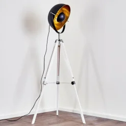 Lampes Dorées-hofstein Lampadaire Jupiter Noir doré, Blanc, 1 lumière