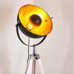 Lampes Dorées-hofstein Lampadaire Jupiter Noir doré, Blanc, 1 lumière