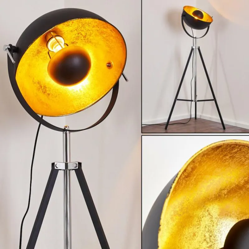 Lampes Dorées-hofstein Lampadaire Jupiter Noir doré, 1 lumière