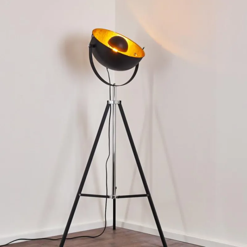 Lampes Dorées-hofstein Lampadaire Jupiter Noir doré, 1 lumière