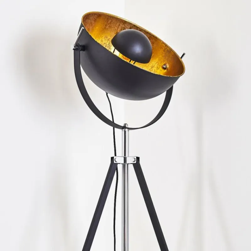Lampes Dorées-hofstein Lampadaire Jupiter Noir doré, 1 lumière