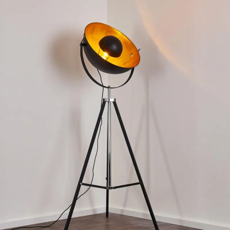 Lampes Dorées-hofstein Lampadaire Jupiter Noir doré, 1 lumière