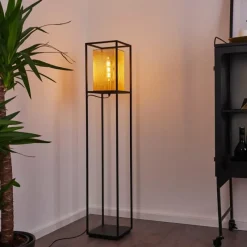 Lampes Dorées-hofstein Lampadaire Kabul Or, Noir, 1 lumière