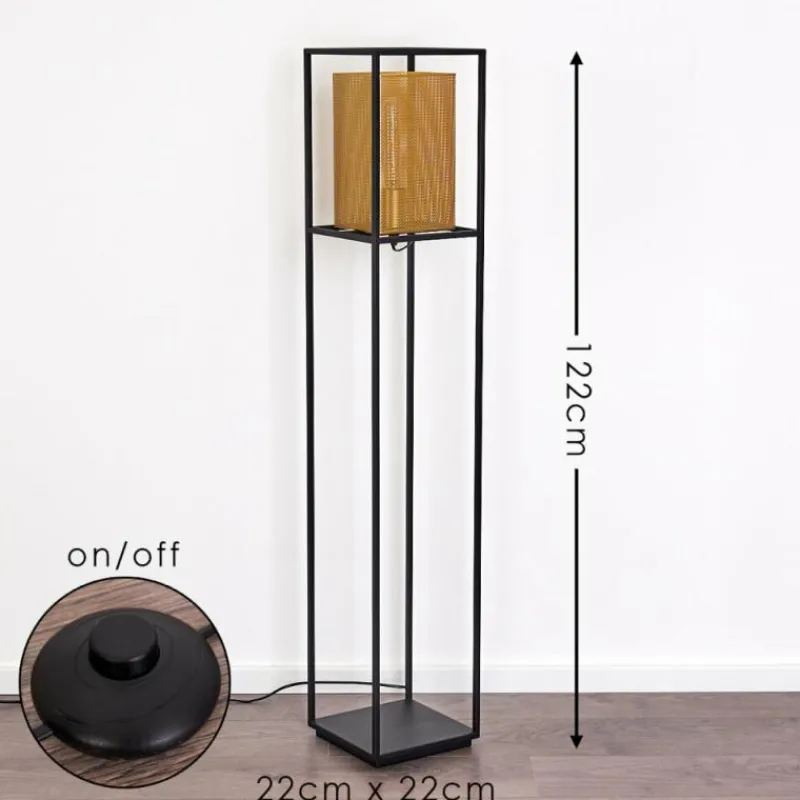 Lampes Dorées-hofstein Lampadaire Kabul Or, Noir, 1 lumière