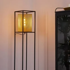 Lampes Dorées-hofstein Lampadaire Kabul Or, Noir, 1 lumière