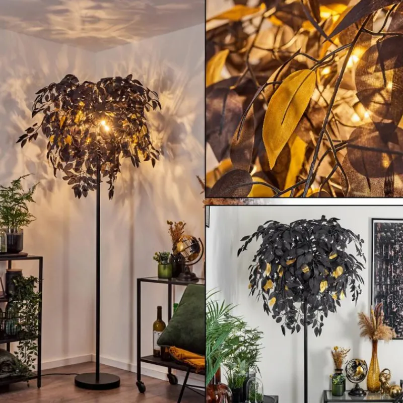 Lampes Dorées-hofstein Lampadaire Kallax Noir, 3 lumières