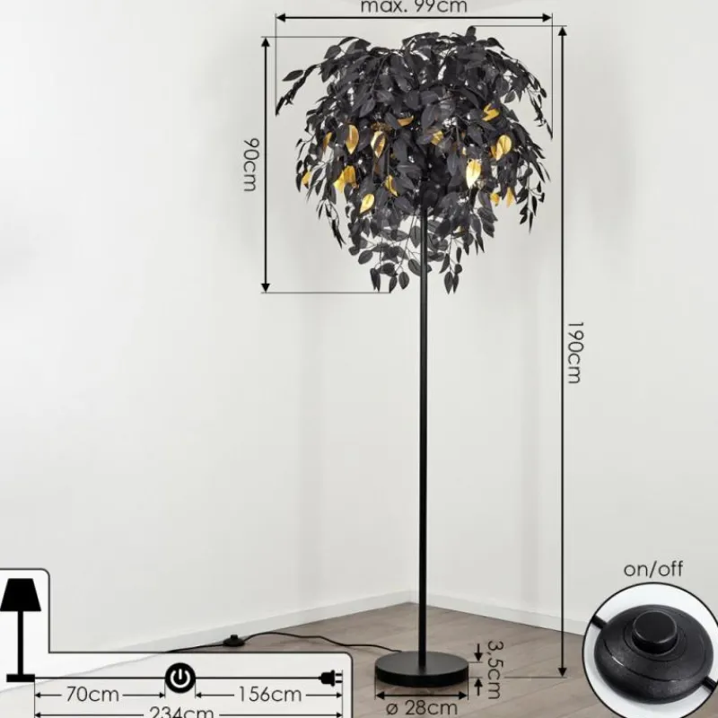 Lampes Dorées-hofstein Lampadaire Kallax Noir, 3 lumières