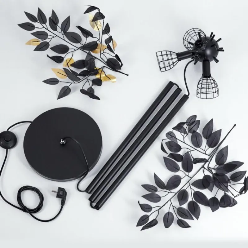 Lampes Dorées-hofstein Lampadaire Kallax Noir, 3 lumières