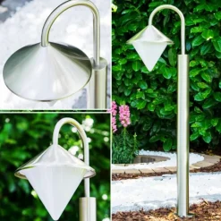 hofstein Lampadaire Kasan Acier inoxydable, Blanc, 1 lumière