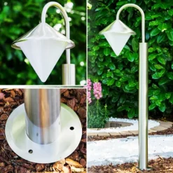hofstein Lampadaire Kasan Acier inoxydable, Blanc, 1 lumière