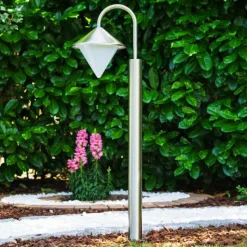 hofstein Lampadaire Kasan Acier inoxydable, Blanc, 1 lumière