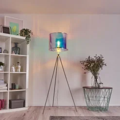 hofstein Lampadaire Kaunas Nickel mat, 1 lumière* Lampadaires Et Lampes Sur Pied