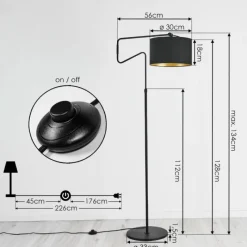 Lampes En Tissu-hofstein Lampadaire Kikpan Noir, 1 lumière