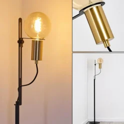 Lampes Dorées-hofstein Lampadaire Kirehito Or, Laiton, Noir, 1 lumière