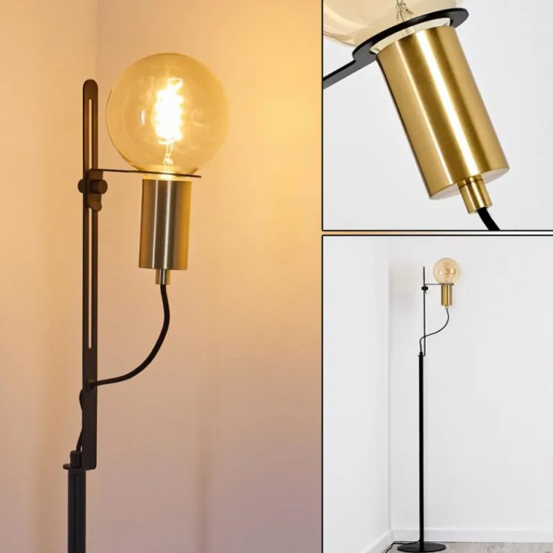 Lampes Dorées-hofstein Lampadaire Kirehito Or, Laiton, Noir, 1 lumière