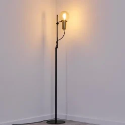 Lampes Dorées-hofstein Lampadaire Kirehito Or, Laiton, Noir, 1 lumière