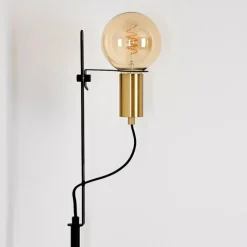 Lampes Dorées-hofstein Lampadaire Kirehito Or, Laiton, Noir, 1 lumière