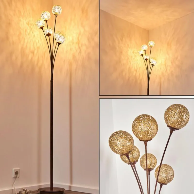 Lampes Dorées-hofstein Lampadaire Kitee Brun, 6 lumières