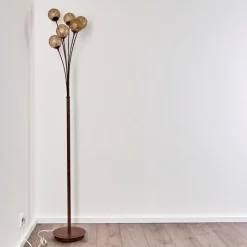 Lampes Dorées-hofstein Lampadaire Kitee Brun, 6 lumières