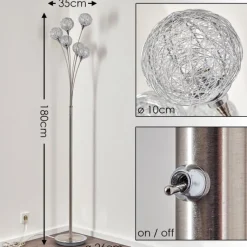 Lampes À Boules-hofstein Lampadaire Kitee Chrome, Nickel mat, 6 lumières