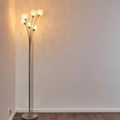 Lampes À Boules-hofstein Lampadaire Kitee Chrome, Nickel mat, 6 lumières