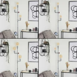 hofstein Lampadaire Kolyma Gris, Rouge, 3 lumières